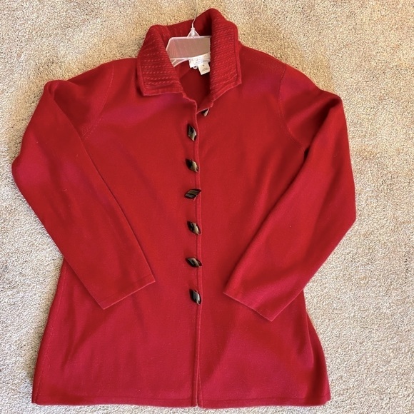 Christopher & Banks Red Button Down Sweater Size M - Picture 1 of 8